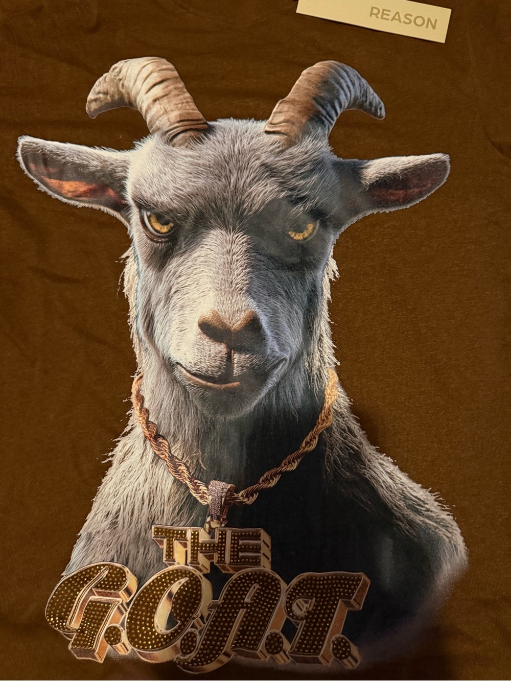 Reason Brown Tee with Realistic Goat Graphic